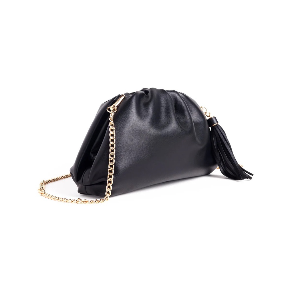 Understated Leather Crescent Clutch